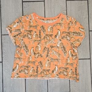 Maeve by Anthropologie Animal Print Graphic Tee Orange – Size Large AA80‎